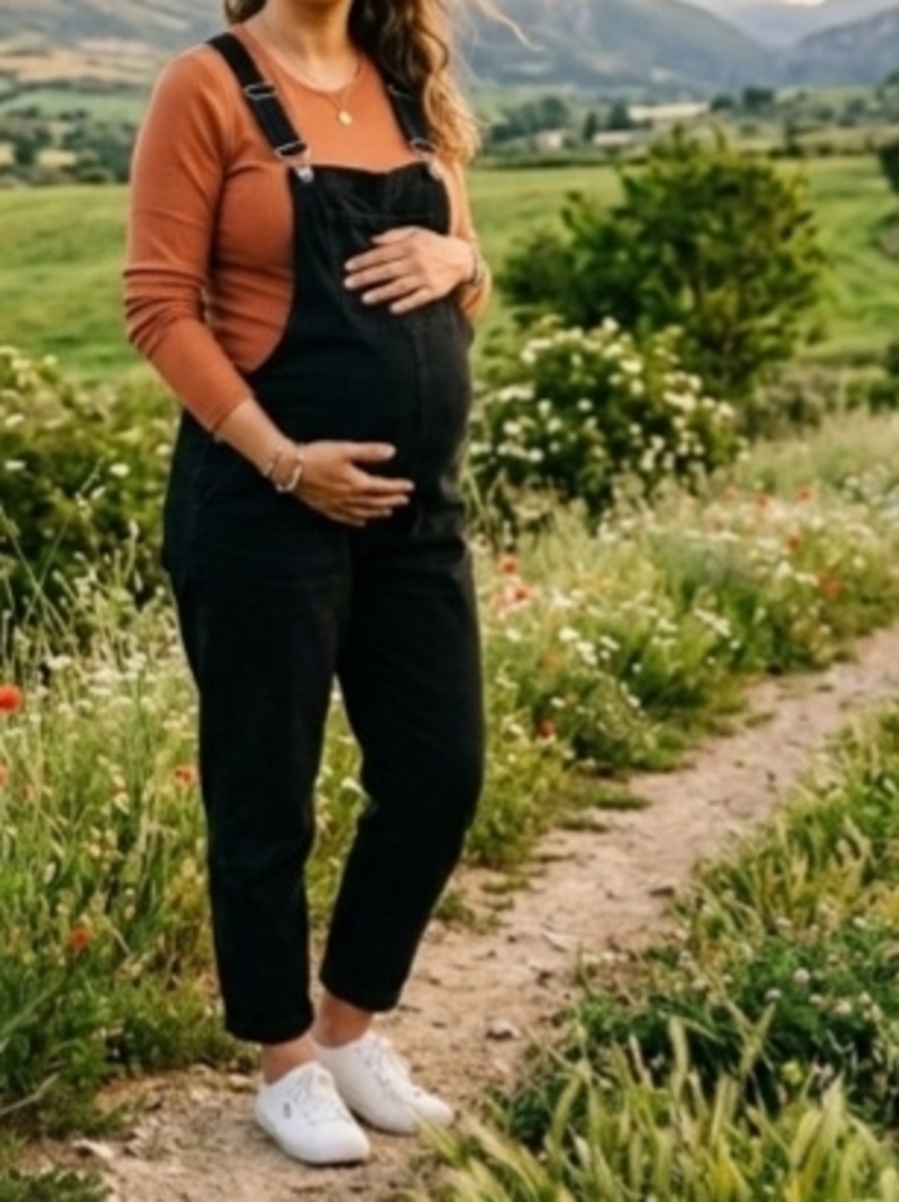 GAP Black Denim Maternity Overalls